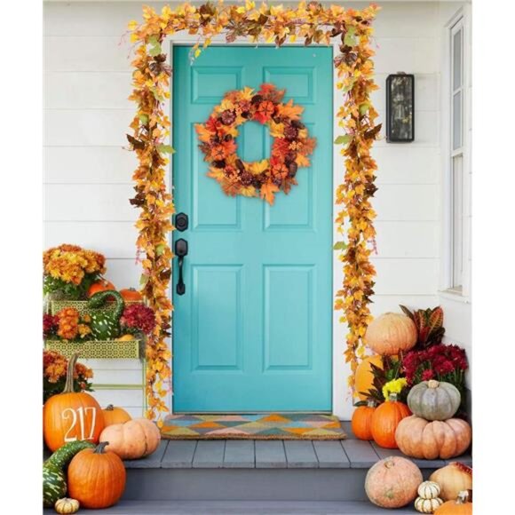 2 Pack Maple Leaf Vine Garland, 6.5 Ft/Piece Artificial Autumn  Foliage - Picture 3 of 8